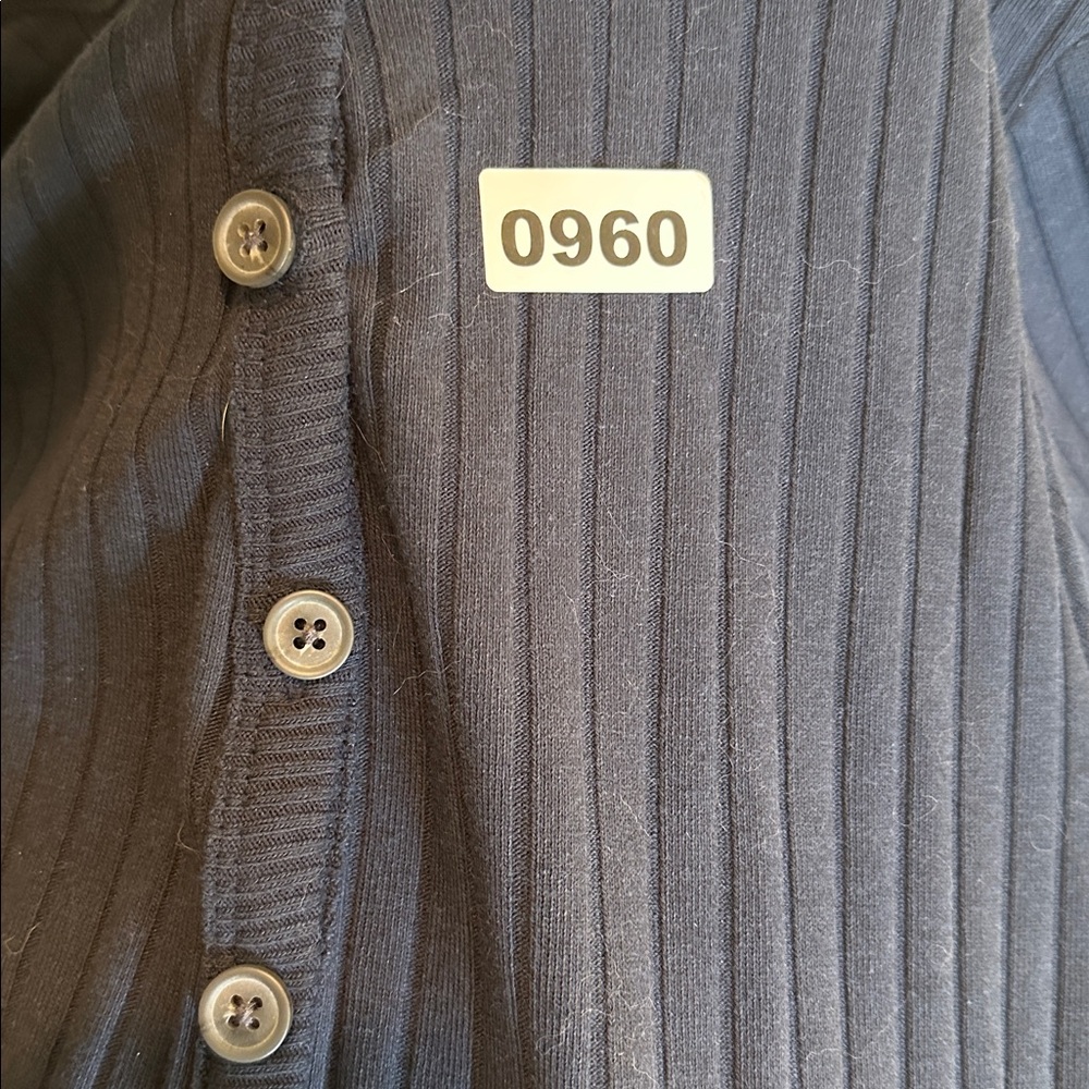 Old Navy women's XL maternity fitted rib-knit navy midi Henley dress cap Sleeves - Picture 8 of 8